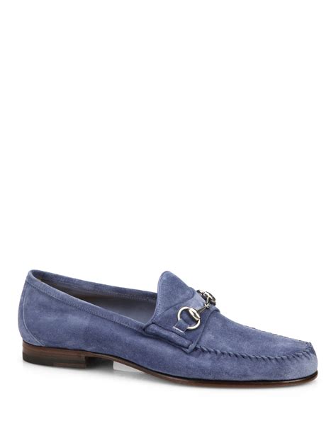 Men's loafer with Horsebit in dark blue suede 